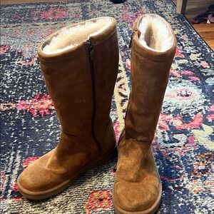 UGG Chestnut Suede Mid-Calf Zip Boots